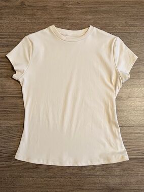 OGL Cream Ivory short sleeve crew neck t-shirt stretchy Women L